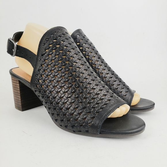 Lucky Brand Shoes - Lucky Brand Black Woven Leather Slingbacks 8 1/2 …